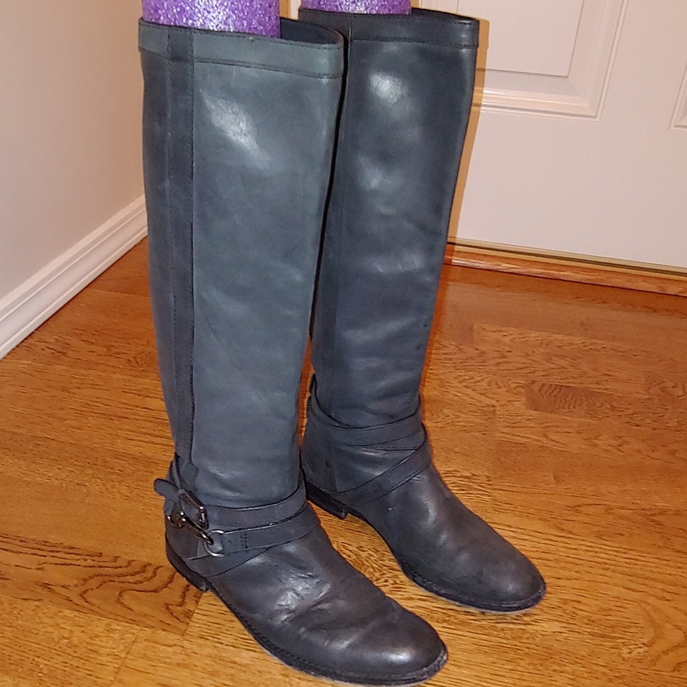 Coach Marlena black leather riding boots size 7.5B EUC - Picture 2 of 8